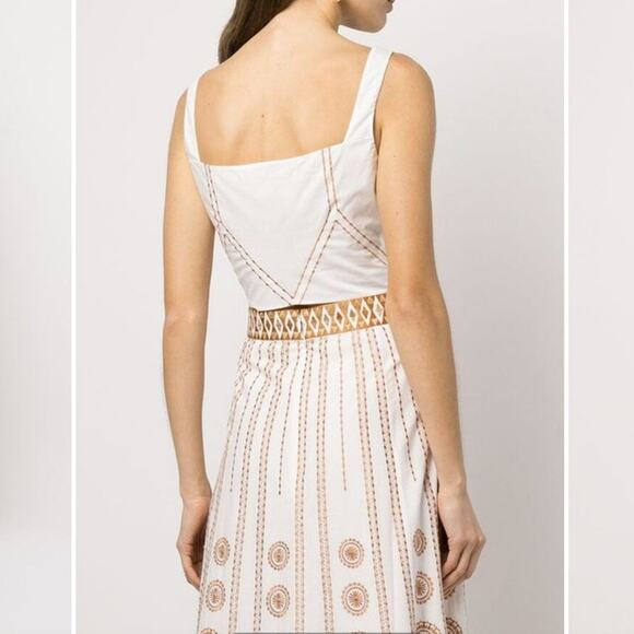 Emporio Sirenuse Cinderella Backgammon Embroidered Crop Top in Marshmallow NWT - Picture 6 of 6